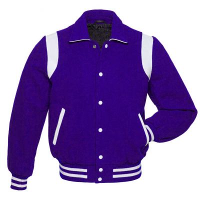 Single strips Varsity Jacket Purple-White